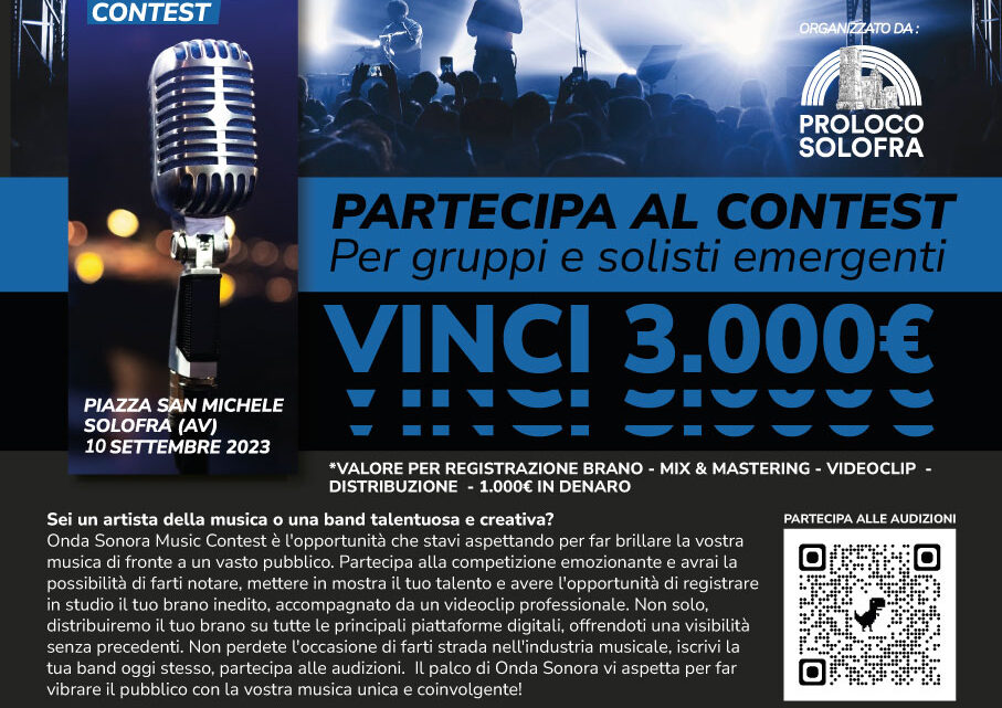 🎵🎶 Al via le audizioni per la terza edizione di Onda Sonora Music Contest 2023🎵🎶Alla ricerca di nuovi talenti musicali🎤 🎵🎶 Al via le audizioni per la terza edizione di Onda Sonora Music Contest 2023🎵🎶Alla ricerca di nuovi talenti musicali🎤