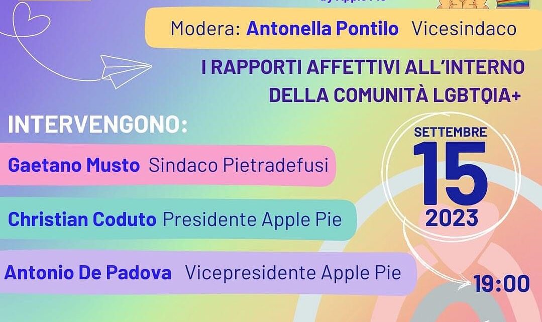 Apple Pie, a Pietradefusi il nuovo evento dell’associazione LGBT+ Apple Pie, a Pietradefusi il nuovo evento dell’associazione LGBT+