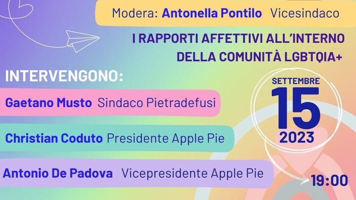 Apple Pie, a Pietradefusi il nuovo evento dell’associazione LGBT+