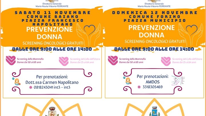 SCREENING ONCOLOGICI, I CAMPER DELL’ASL SABATO A BAIANO E DOMENICA A FORINO