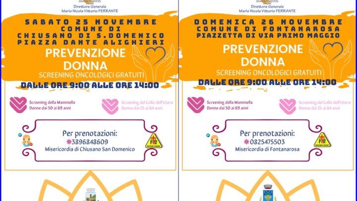 SCREENING ONCOLOGICI, I CAMPER DELL’ASL SABATO A CHIUSANO E DOMENICA A FONTANAROSA