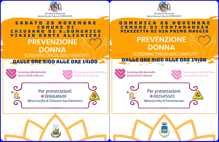 SCREENING ONCOLOGICI, I CAMPER DELL’ASL SABATO A CHIUSANO E DOMENICA A FONTANAROSA