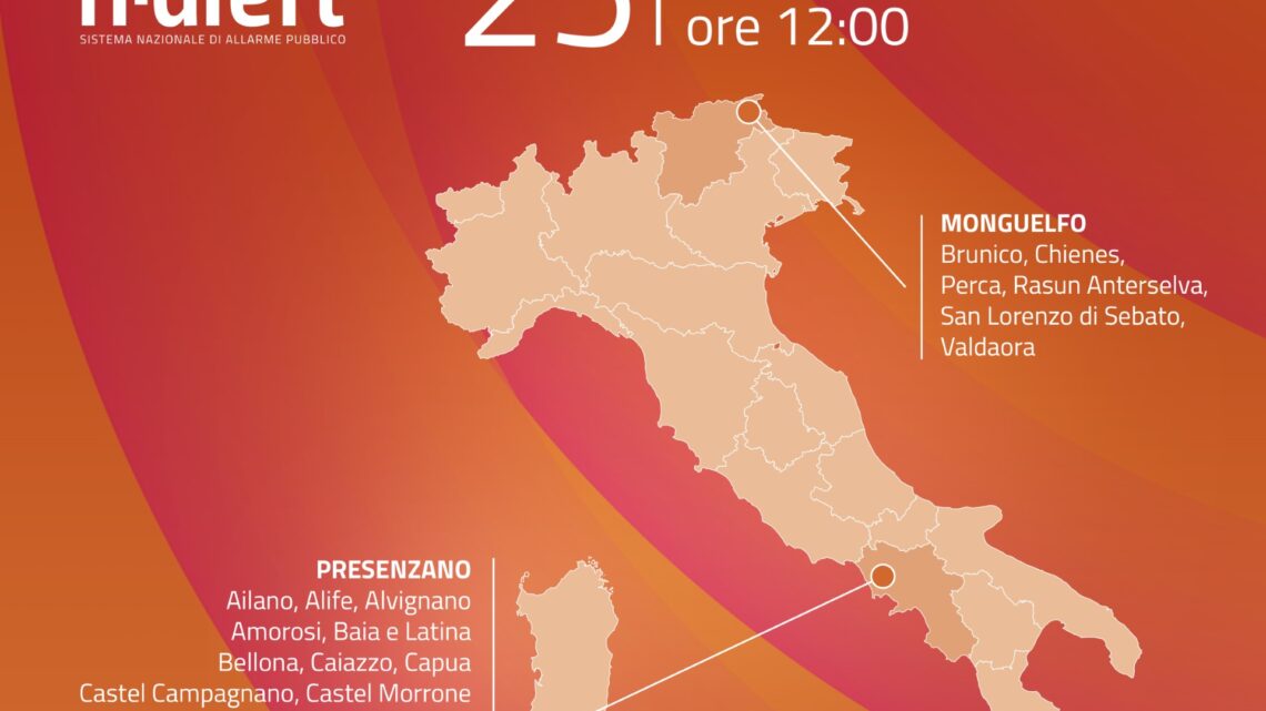 IT-ALERT, BENE TEST A NAPOLI SU INCIDENTE INDUSTRIALE – DOMANI SPERIMENTAZIONE SISTEMA PER COLLASSO GRANDE DIGA PRESENZANO