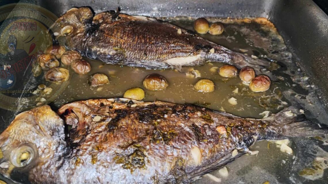 Orata al forno vino bianco e olive