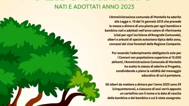 ( MONTELLA- AV ) – L’INIZIATIVA,  “Un albero per ogni nato