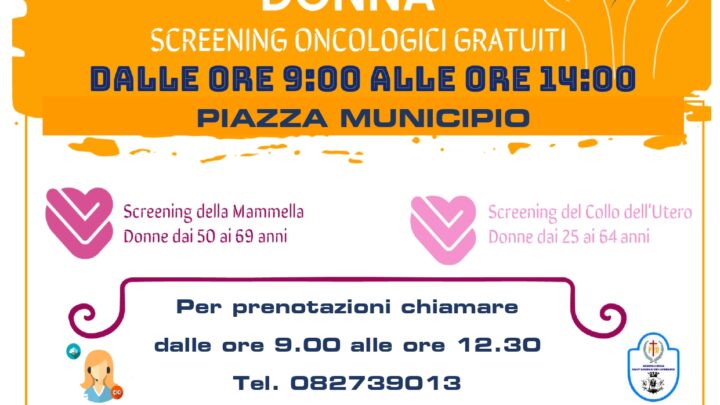 CREENING ONCOLOGICI, I CAMPER DELL’ASL DOMENICA 26 MAGGIO A CONZA DELLA CAMPANIA