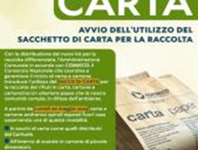 CAMBIA A PELLEZZANO IL METODO DI RACCOLTA DI CARTA E CARTONE GRAZIE AD ACCORDO TRA COMUNE E COMIECO CAMBIA A PELLEZZANO IL METODO DI RACCOLTA DI CARTA E CARTONE GRAZIE AD ACCORDO TRA COMUNE E COMIECO