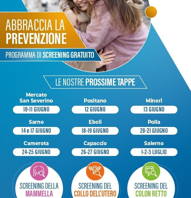 ABBRACCIA LA PREVENZIONE – Ritorna il tour dell’Asl per gli screening oncologici gratuiti