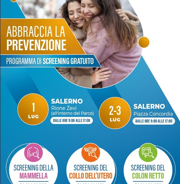ABBRACCIA LA PREVENZIONE. Il tour per gli screening oncologici gratuiti si conclude a Salerno con una tappa finale di tre giorni ABBRACCIA LA PREVENZIONE. Il tour per gli screening oncologici gratuiti si conclude a Salerno con una tappa finale di tre giorni