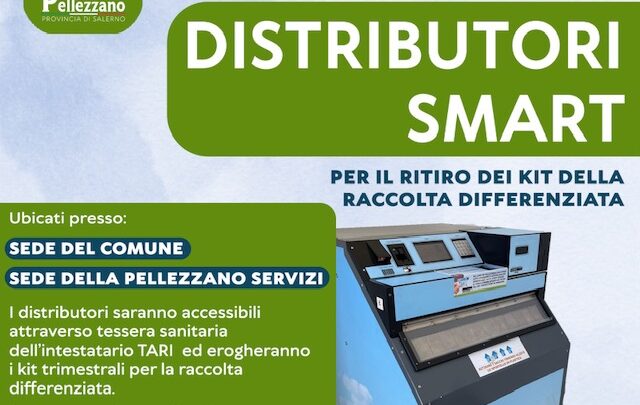 INNOVAZIONE NELLA RACCOLTA DIFFERENZIATA A PELLEZZANO CON L’ATTIVAZIONE DEI DISTRIBUTORI SMART A PARTIRE DAL 19 AGOSTO 2024
