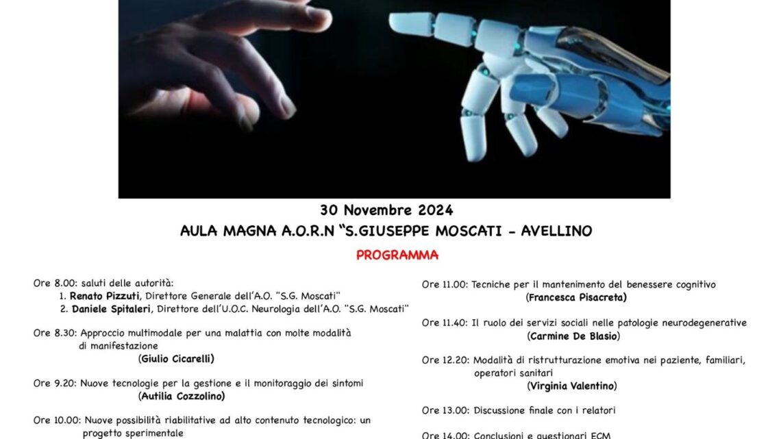 La robotica per programmi terapeutici e riabilitativi sperimentali: se ne parla all’Azienda ospedaliera Moscati nella Giornata Nazionale della Malattia di Parkinson