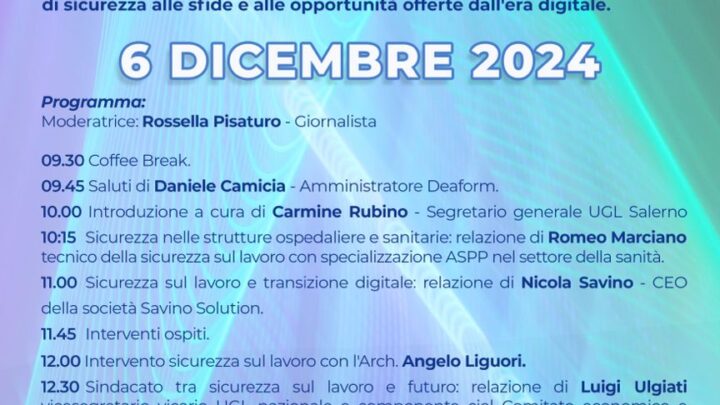 Digitalizzazione e sicurezza: il lavoro del futuro al centro del convegno organizzato dall’Ugl salernitana a Bellizzi