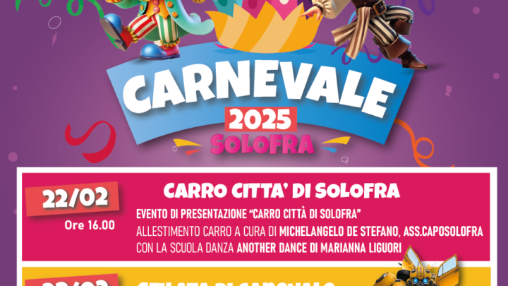 La Pro Loco di Solofra è lieta di annunciare l’edizione 2025 del Carnevale Solofrano
