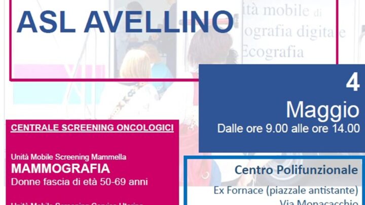 SCREENING ONCOLOGICI, I CAMPER DELL’ASL IL 3 E 4 MAGGIO A CERVINARA E SANT’ANDREA DI CONZA