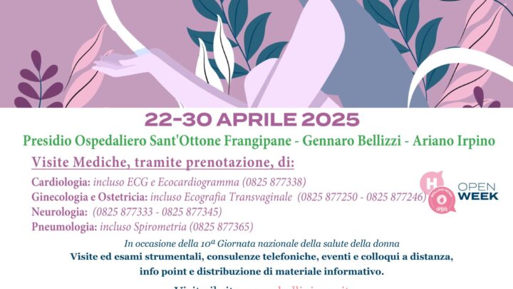 Open Week: Salute della Donna all’Ospedale di Ariano Irpino