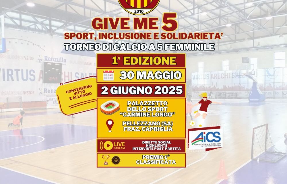 Tutto pronto per “Give Me 5”: a Pellezzano debutta il torneo che unisce calcio femminile e inclusione grazie allo Sporting Arechi
