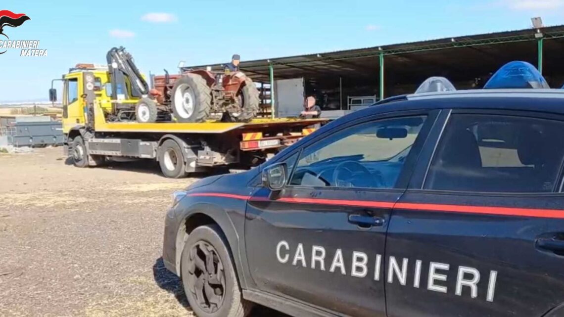 VASTA OPERAZIONE DEI CARABINIERI DI TRICARICO (MT) CONTRO IL RICICLAGGIO DI MEZZI AGRICOLI