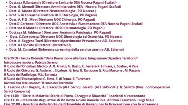 Ospedale “Andrea Tortora” di Pagani, 10 maggio 2025: il giorno della prevenzione