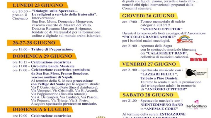 Torna la “Sagra del Fagiolo e…” a San Pietro di Scafati – Tradizione, sapori e cultura dal 26 al 29 giugno 2025