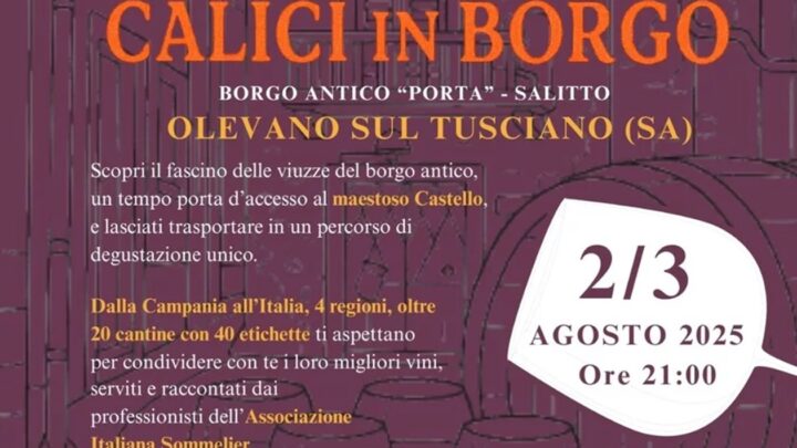 Calici In Borgo 2025: un viaggio sensoriale tra vino, tradizione e spettacolo nel cuore di Olevano sul Tusciano
