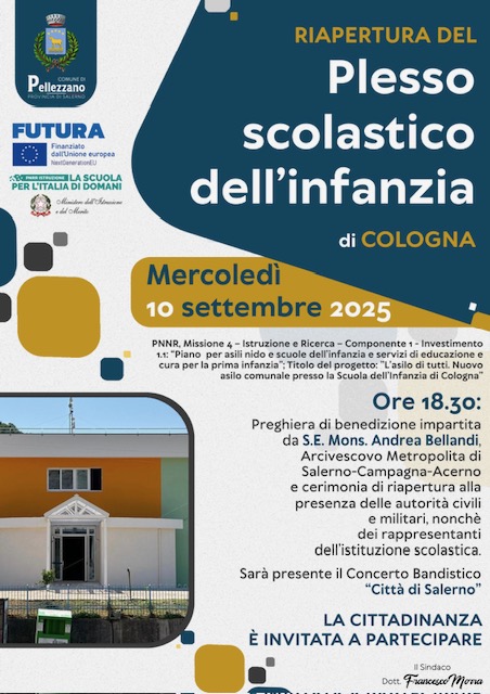 Taglio del Nastro per il Nuovo Asilo Nido di Cologna di Pellezzano: Domani l’Inaugurazione con la Benedizione dell’Arcivescovo Bellandi