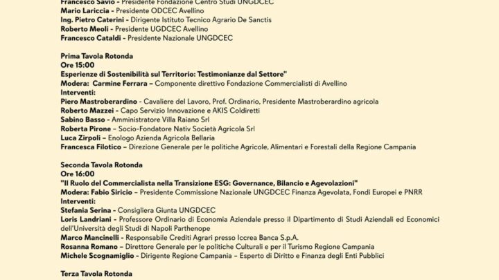 Sostenibilità e Transizione ESG nel Settore Agricolo e Vitivinicolo: Ad Avellino il Convegno Regionale Campania e Molise