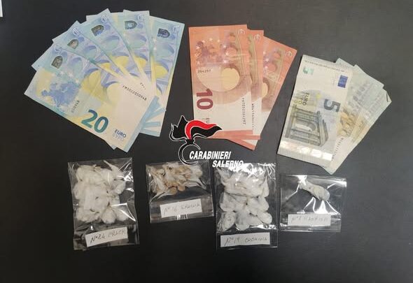 Castel San Giorgio, 20enne di Salerno arrestato per spaccio: sequestrate hashish, cocaina, crack ed eroina