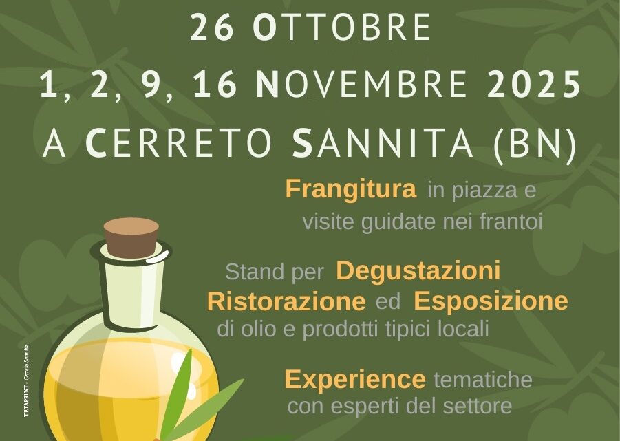 Le Domeniche dell’Olio 2025: profumi e sapori autentici a Cerreto Sannita