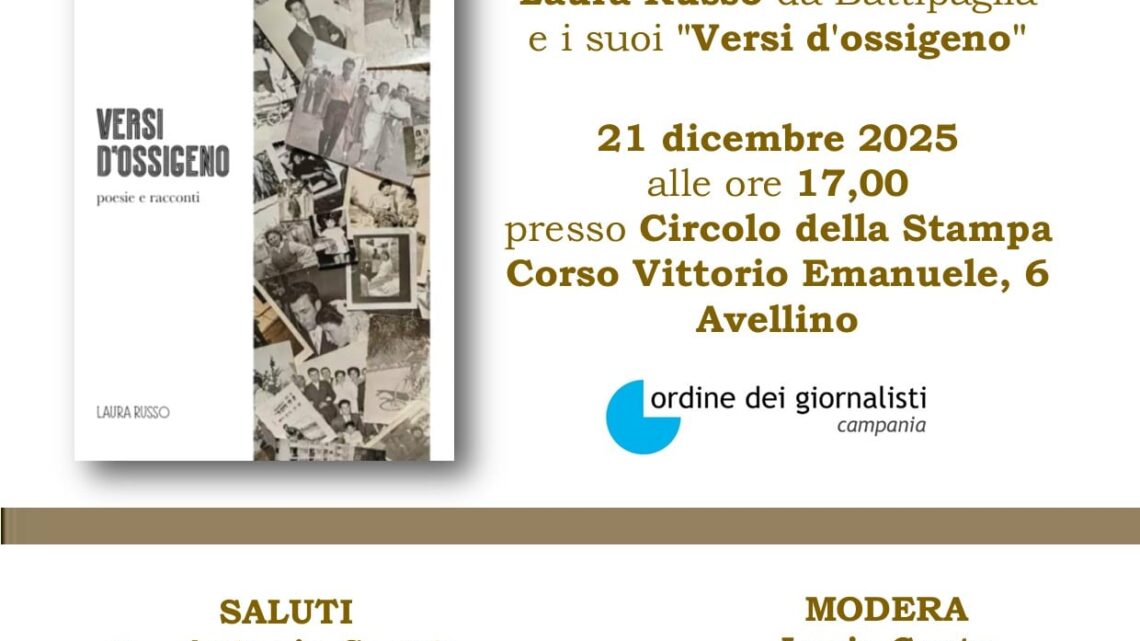 “Versi d’ossigeno” incanta Avellino: la tappa irpina di Laura Russo al Circolo della Stampa