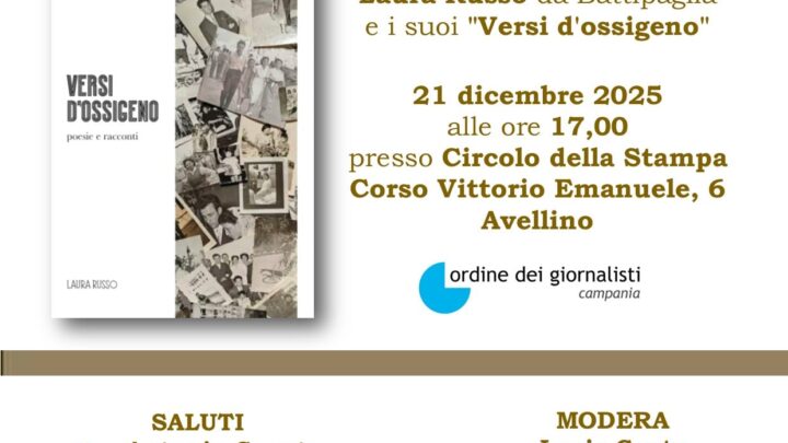 “Versi d’ossigeno” incanta Avellino: la tappa irpina di Laura Russo al Circolo della Stampa