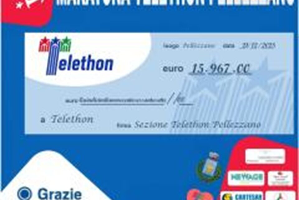 15.967 euro raccolti: Pellezzano risponde ancora una volta presente alla Maratona Telethon