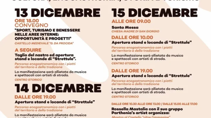 POSTIGLIONE, TUTTO PRONTO PER “STRETTULE”: TRE GIORNI DI SAPORI, STORIA E AVVENTURA (13–15 DICEMBRE)