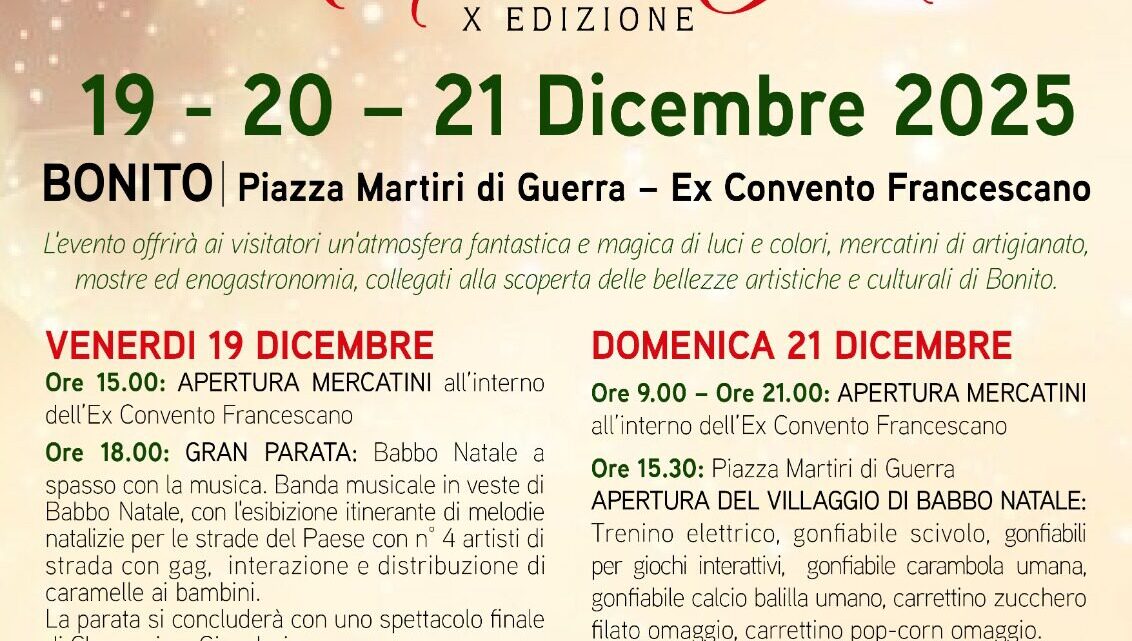 A Bonito torna la magia: al via la X edizione di “Natale e Arte”