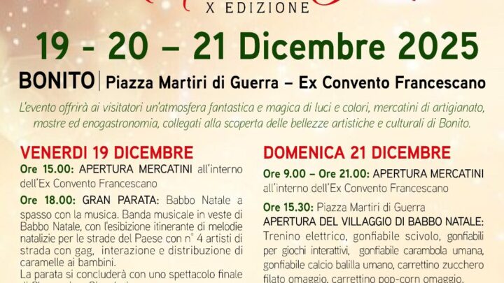 A Bonito torna la magia: al via la X edizione di “Natale e Arte”