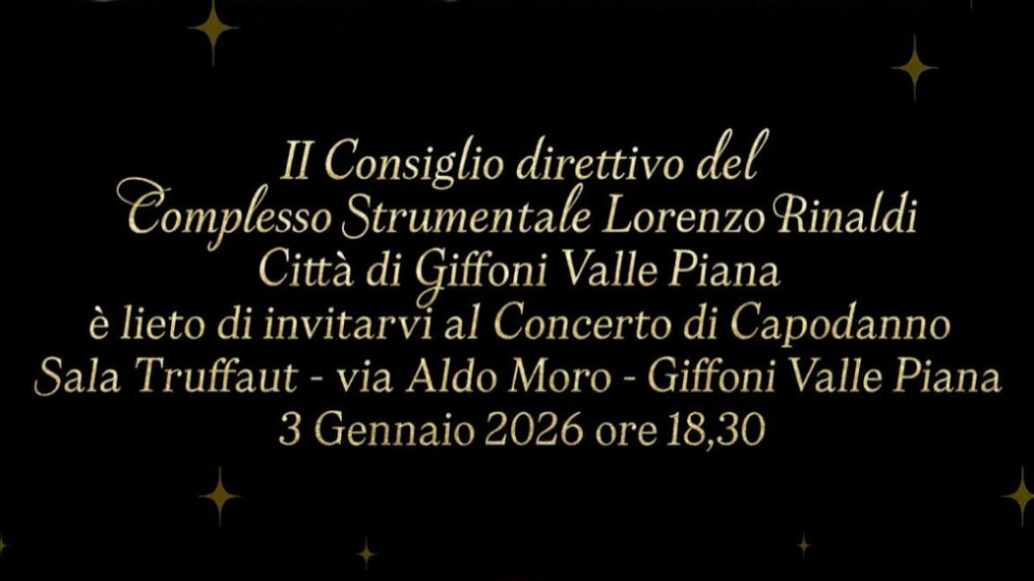 Giffoni Valle Piana, la musica accoglie il nuovo anno: torna il Concerto di Capodanno dell’Orchestra “Lorenzo Rinaldi”