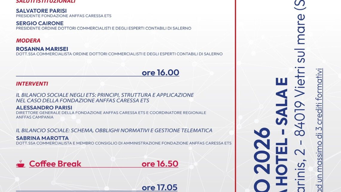 Terzo Settore, la Fondazione Anffas Caressa ETS presenta il Bilancio Sociale 2025 Terzo Settore, la Fondazione Anffas Caressa ETS presenta il Bilancio Sociale 2025
