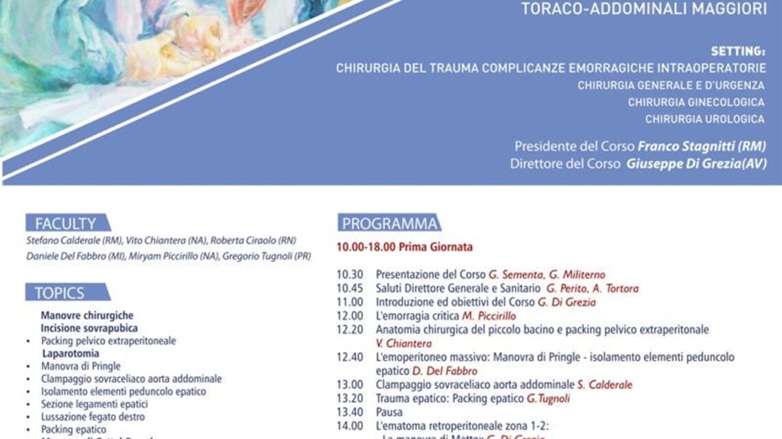 Traumi complessi ed emergenze chirurgiche, all’Azienda Moscati un corso altamente specialistico