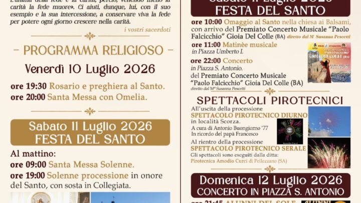 Solofra celebra Sant’Antonio di Padova: tre giorni di fede, musica e tradizione