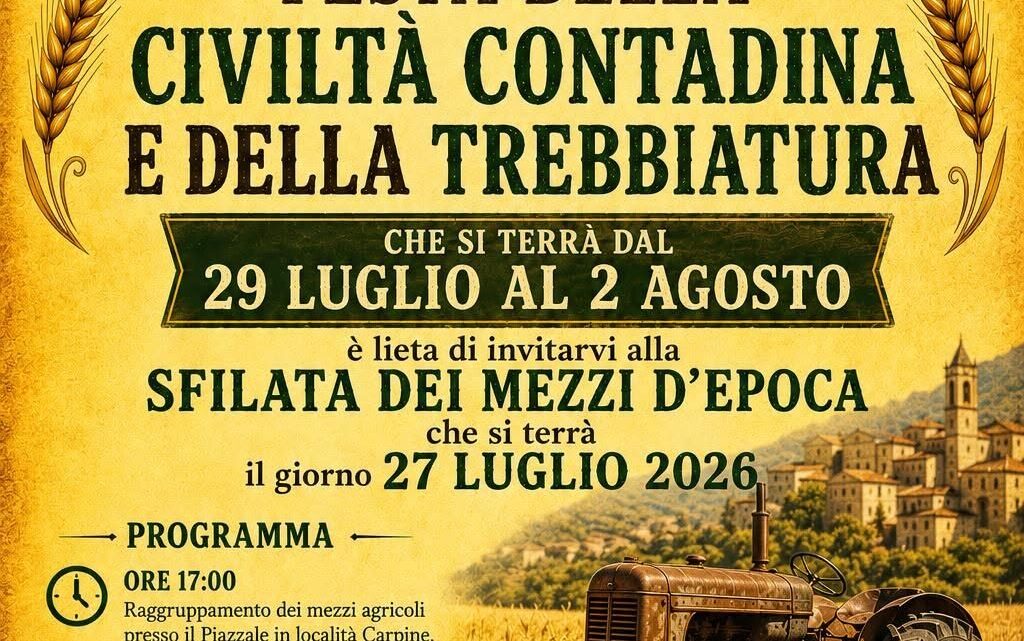 A Carretiello torna la Festa della Civiltà Contadina e della Trebbiatura: cinque giorni tra tradizione e sapori A Carretiello torna la Festa della Civiltà Contadina e della Trebbiatura: cinque giorni tra tradizione e sapori