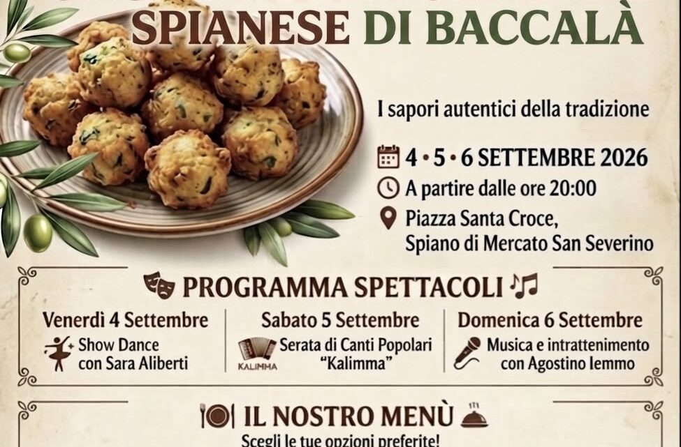Torna la “Sagra della Polpetta Spianese di Baccalà”: tre serate di gusto e musica Torna la “Sagra della Polpetta Spianese di Baccalà”: tre serate di gusto e musica