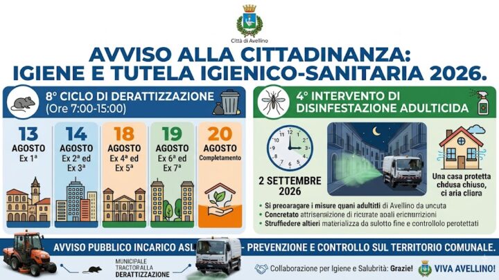 Avellino pulita e sicura: scattano i nuovi trattamenti di derattizzazione e disinfestazione
