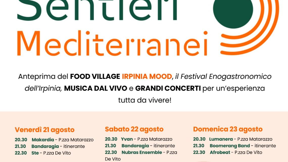 Summonte, al via la 28ª edizione di “Sentieri Mediterranei”: tre giorni tra musica dal mondo e alta gastronomia
