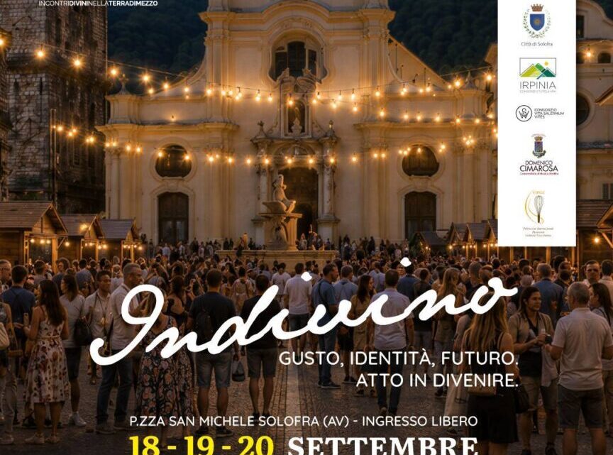 Solofra festeggia i dieci anni di “Indivino”: dal 18 al 20 settembre tre giorni tra vino, cultura e musica Solofra festeggia i dieci anni di “Indivino”: dal 18 al 20 settembre tre giorni tra vino, cultura e musica